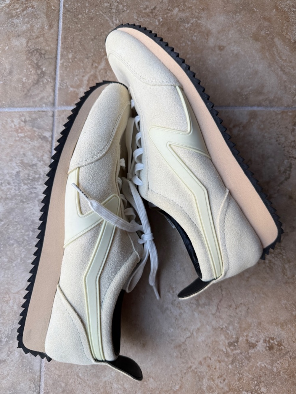 Rag & Bone Retro Runners Sneakers Cream Suede Trainer Sz 41 US 10 Ivory Leather